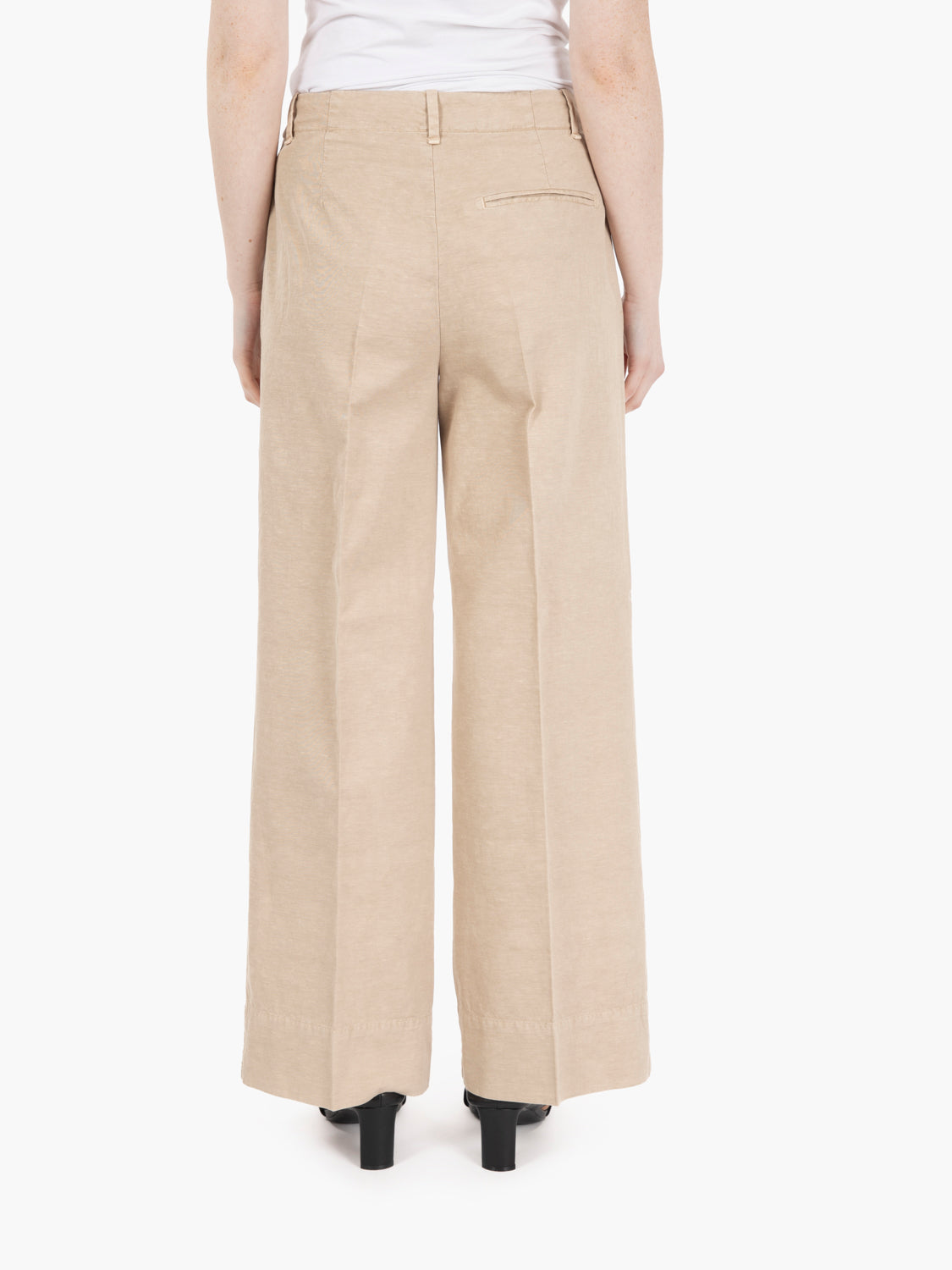 Pantalone palazzo crop beige