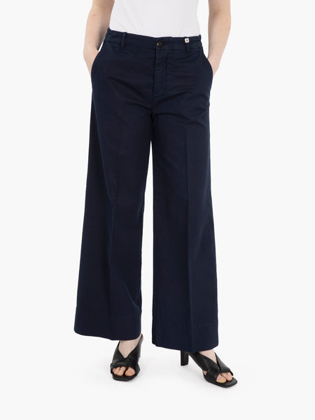 Pantalone palazzo crop blu
