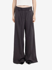 Pantalone palazzo fresco lana grigio medio
