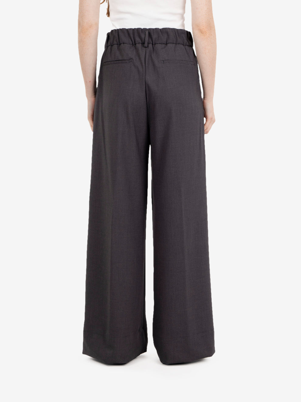 Pantalone palazzo fresco lana grigio medio