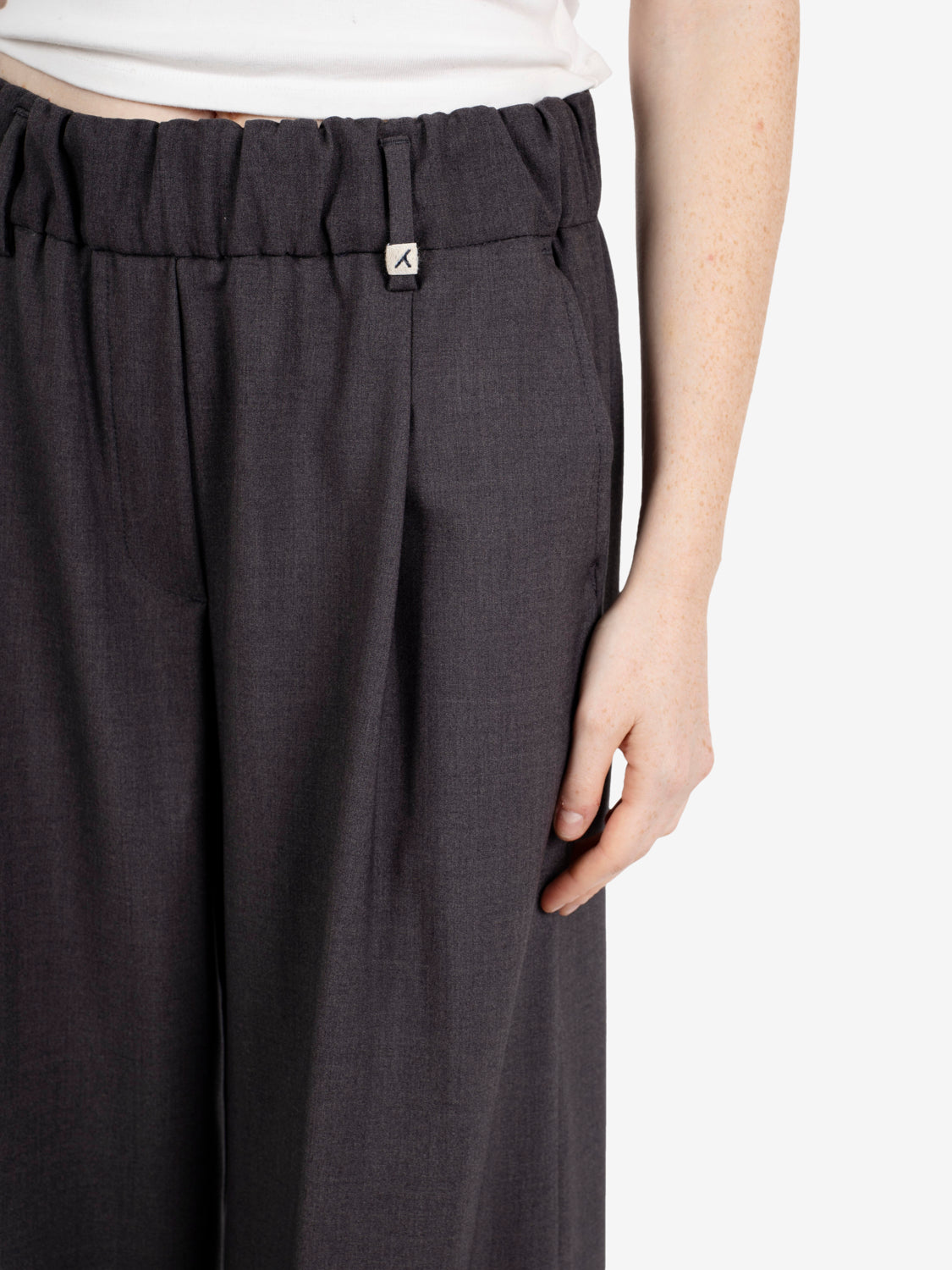 Pantalone palazzo fresco lana grigio medio