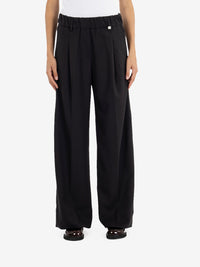 Black wool crepe palazzo trousers