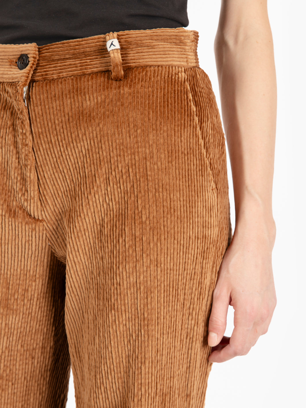 Pantalone palazzo in velluto cammello