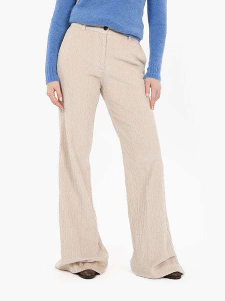 Pantalone palazzo in velluto latte