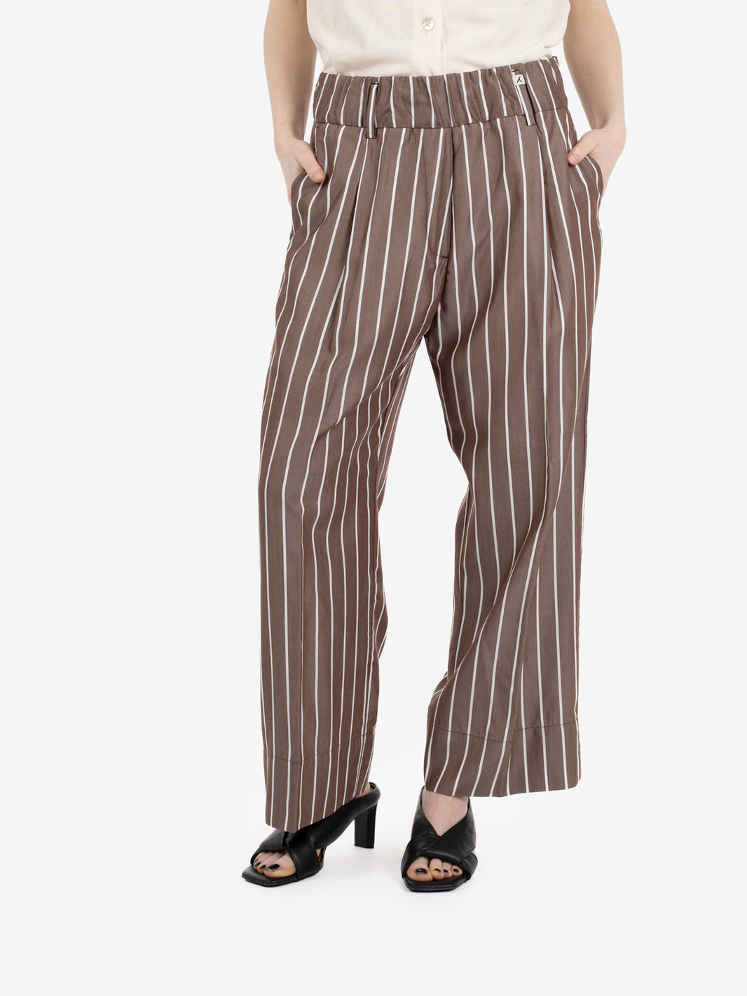 Brown striped trousers