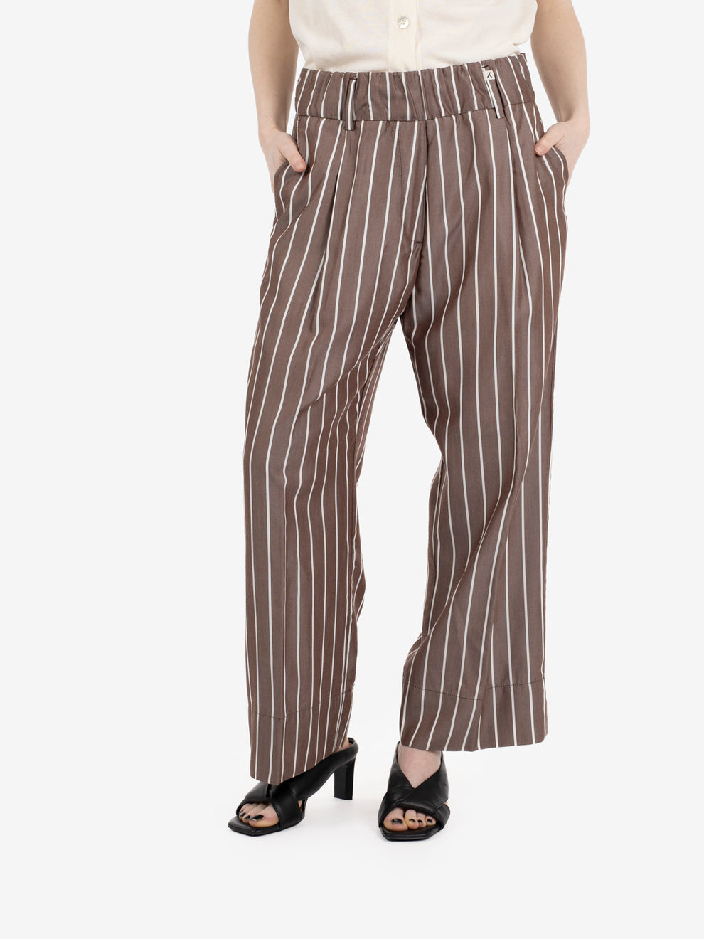Brown striped trousers