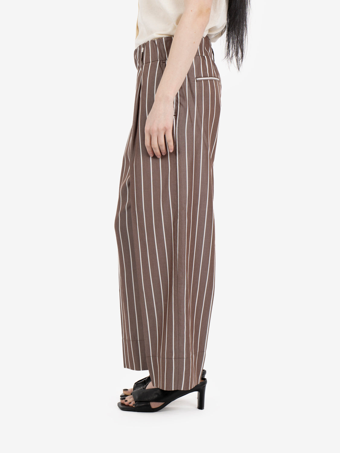 Brown striped trousers
