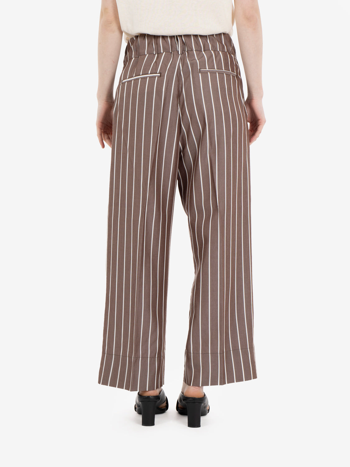 Brown striped trousers