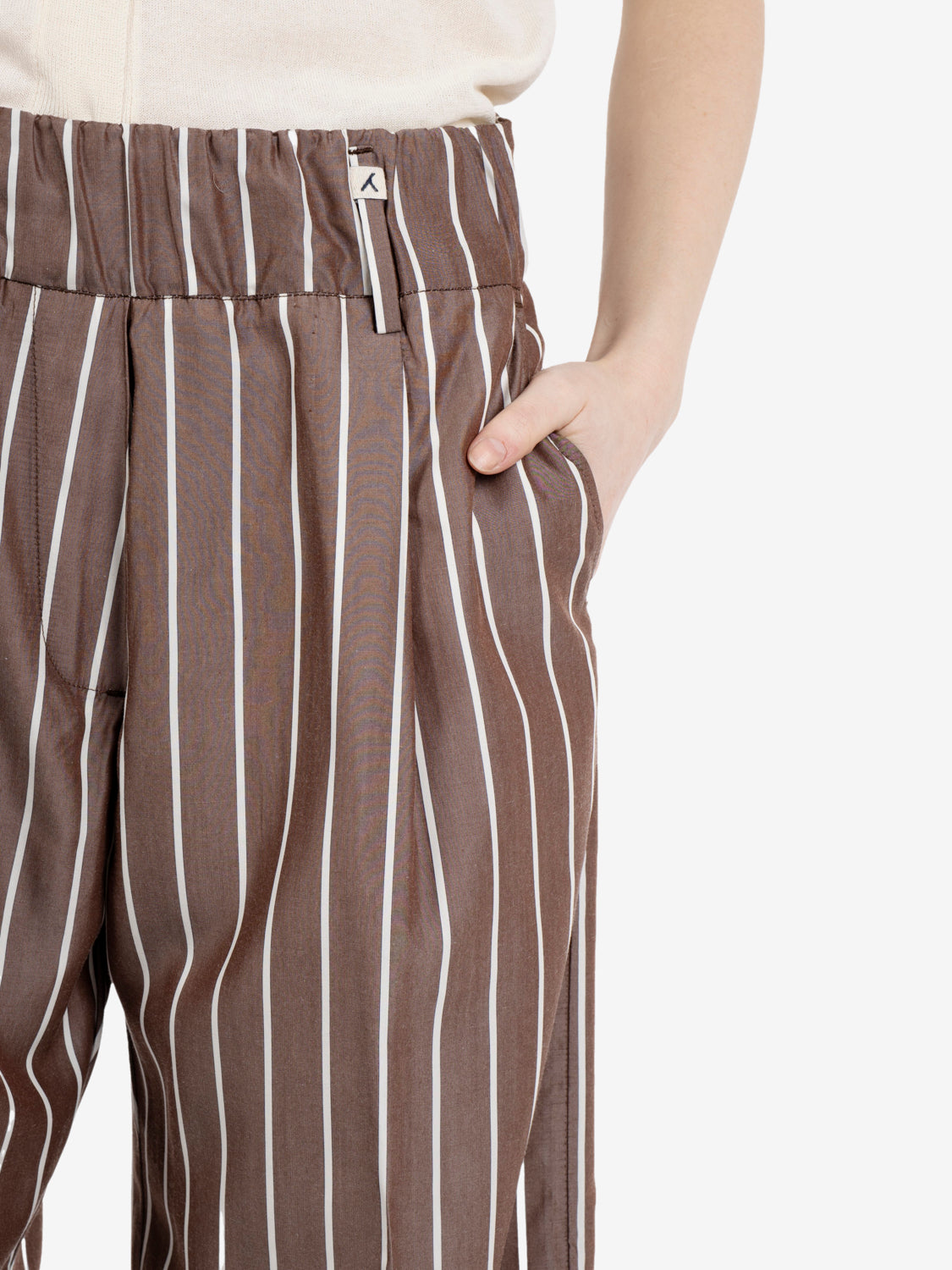 Brown striped trousers