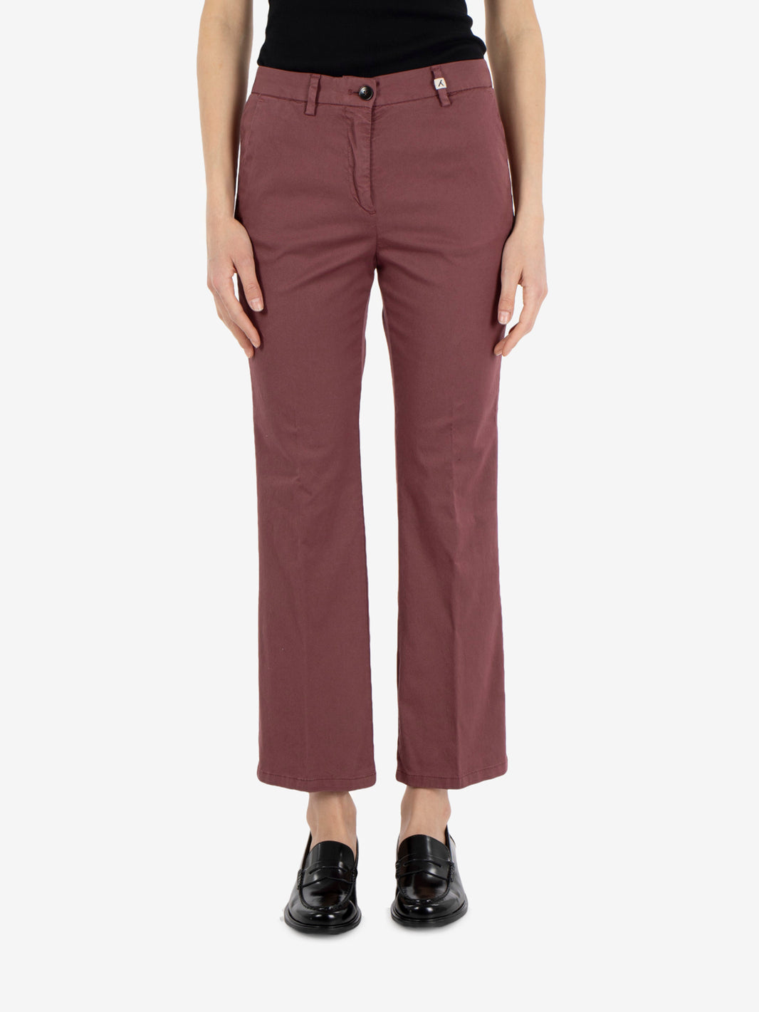 Burgundy cotton flare trousers