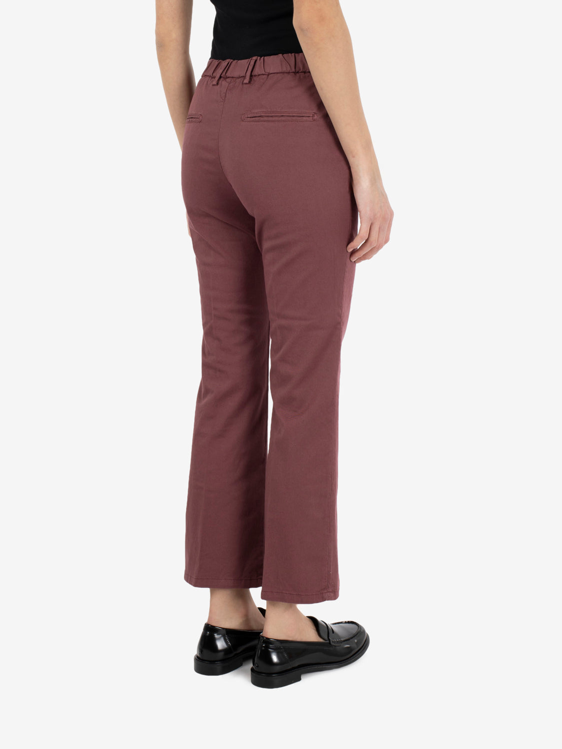 Burgundy cotton flare trousers