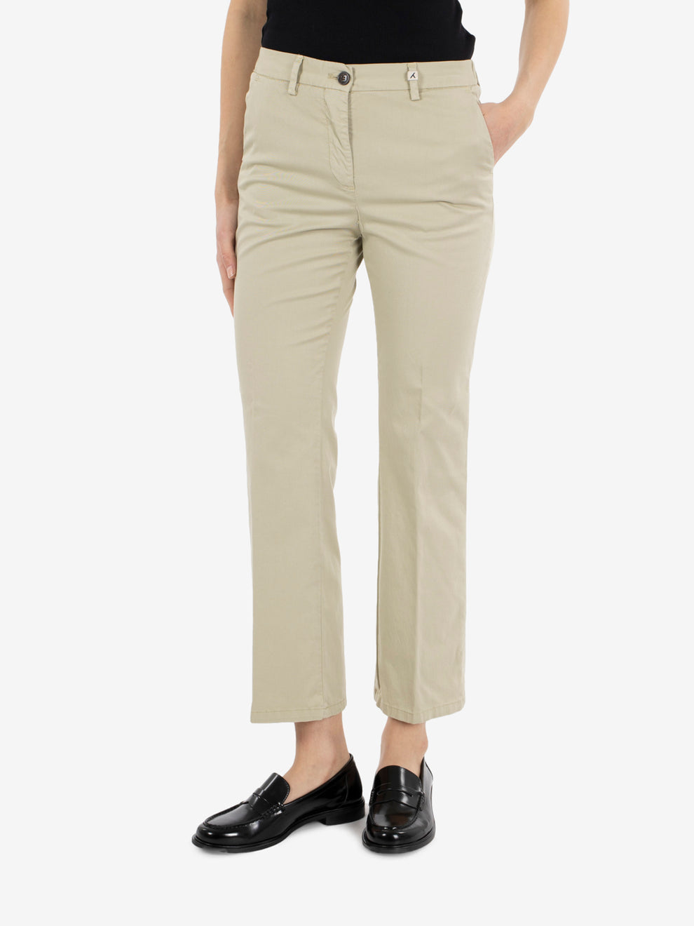 Light green cotton flared trousers