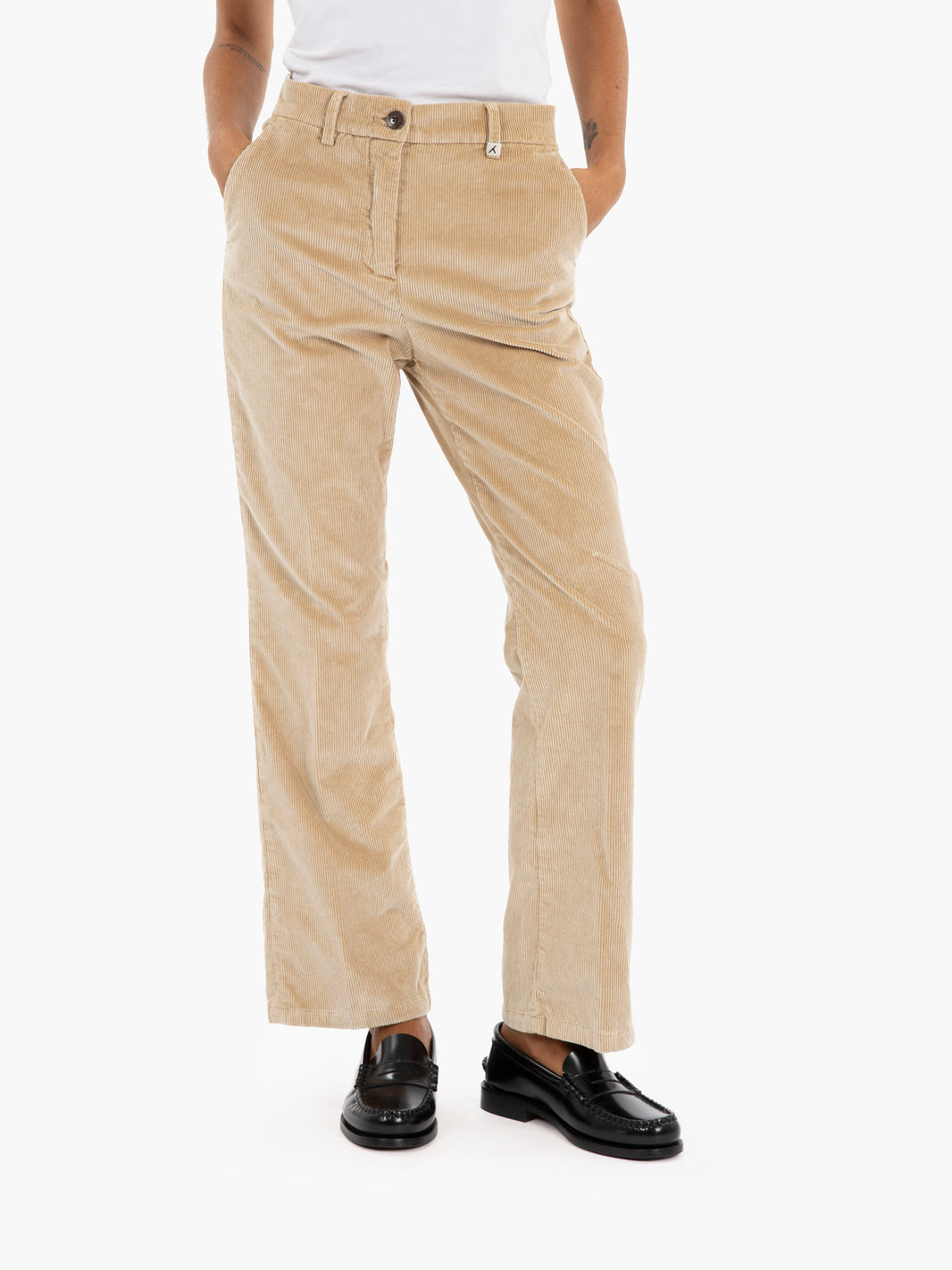 Beige corduroy trumpet trousers