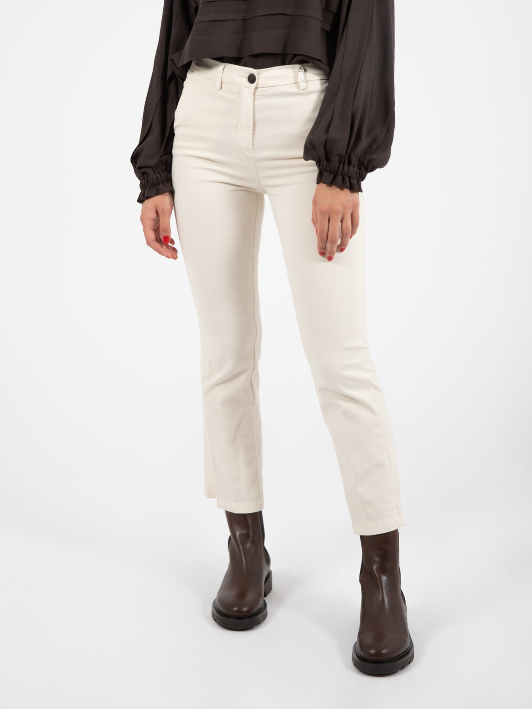 Pantaloni a trombetta panna