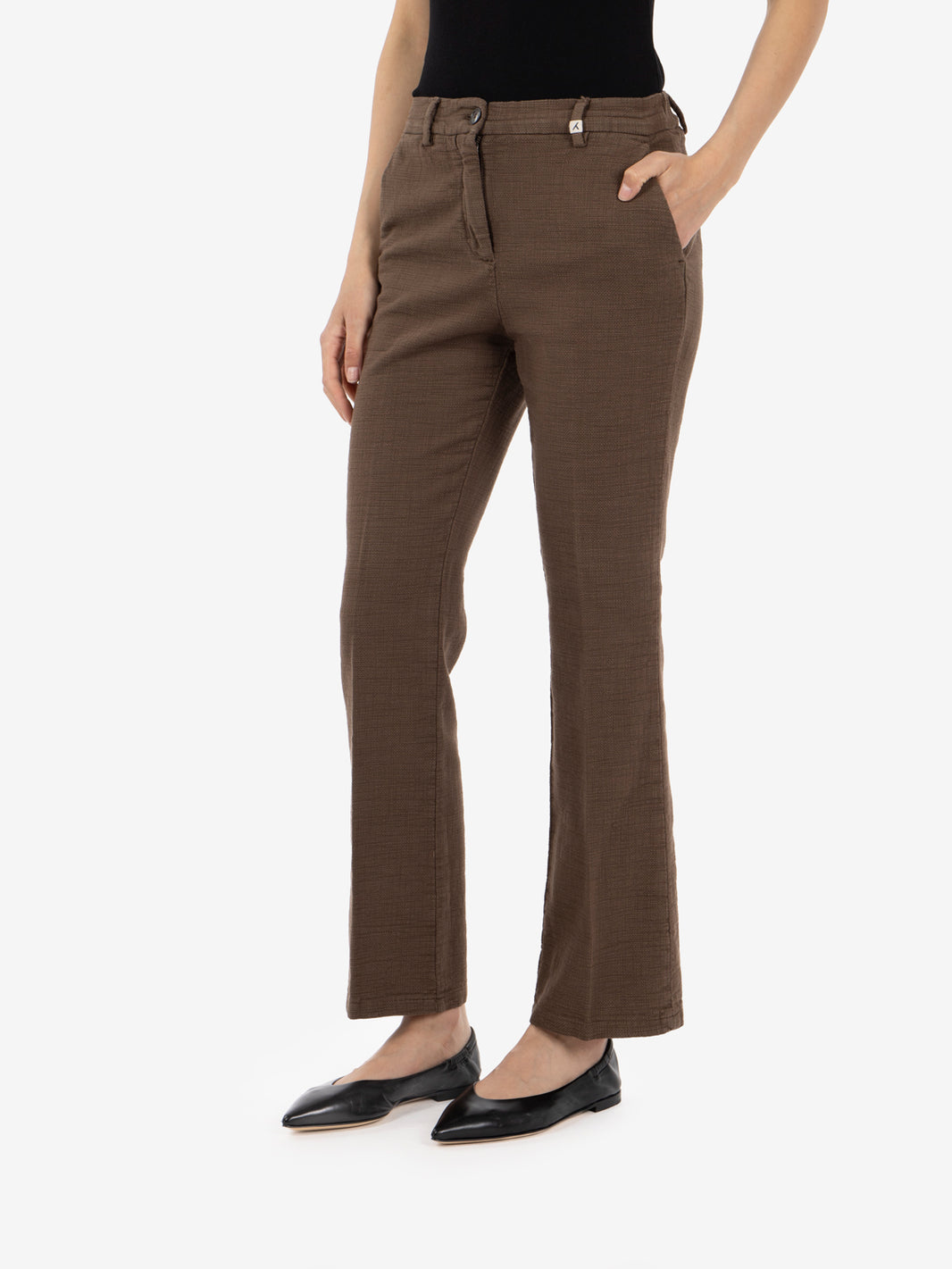 Dark brown flared trousers