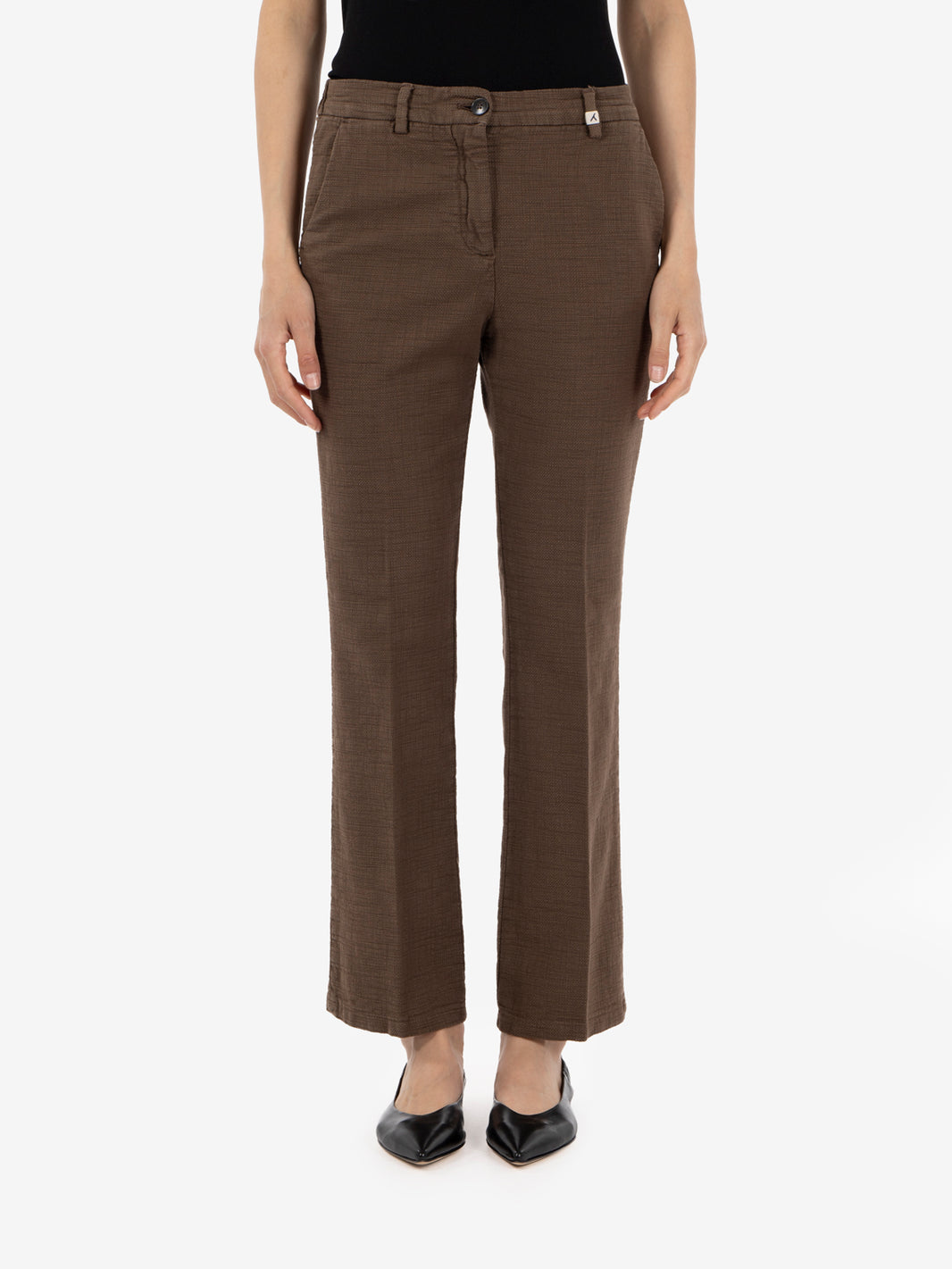 Dark brown flared trousers