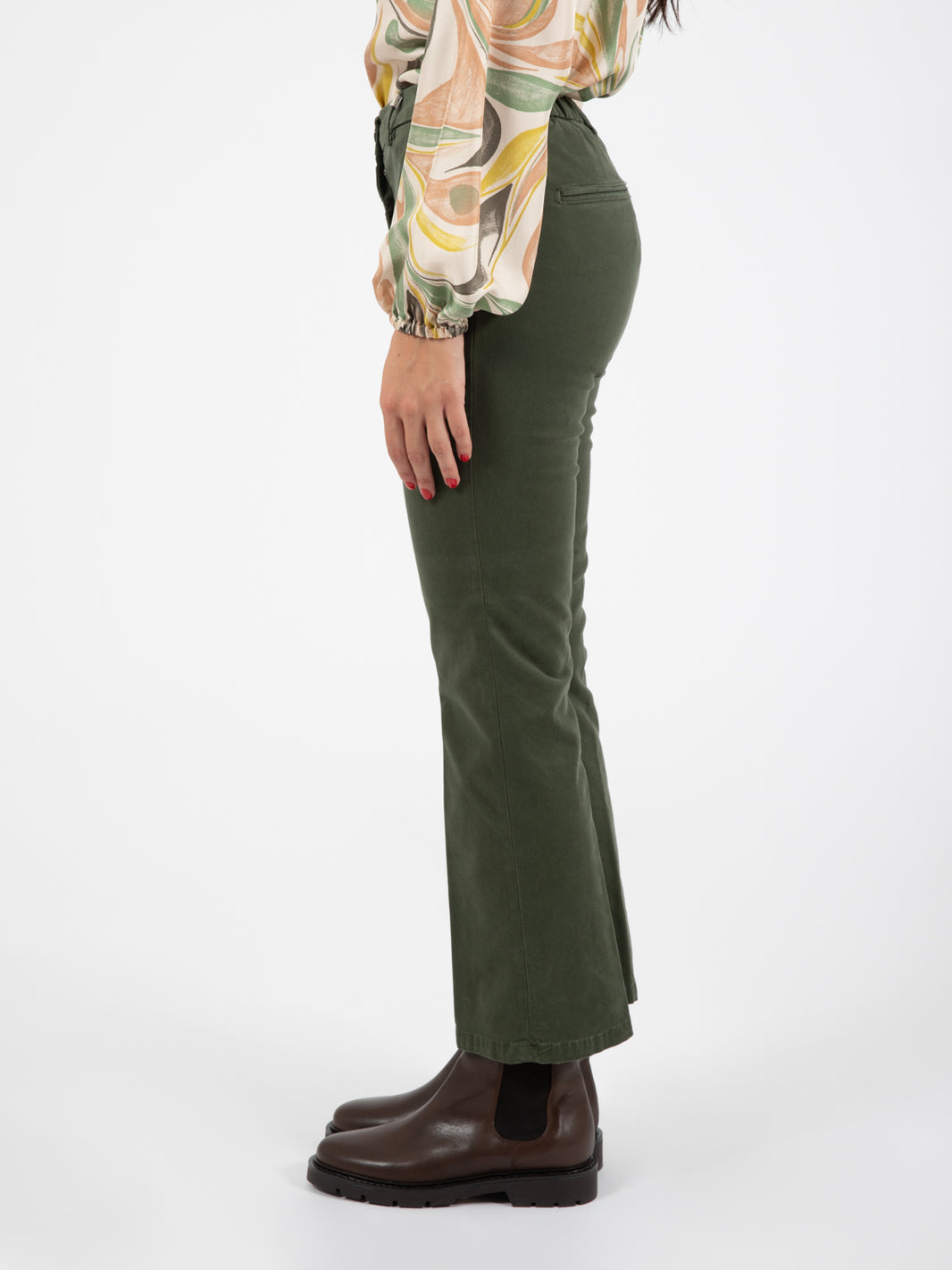 Pantaloni a trombetta verdi militare