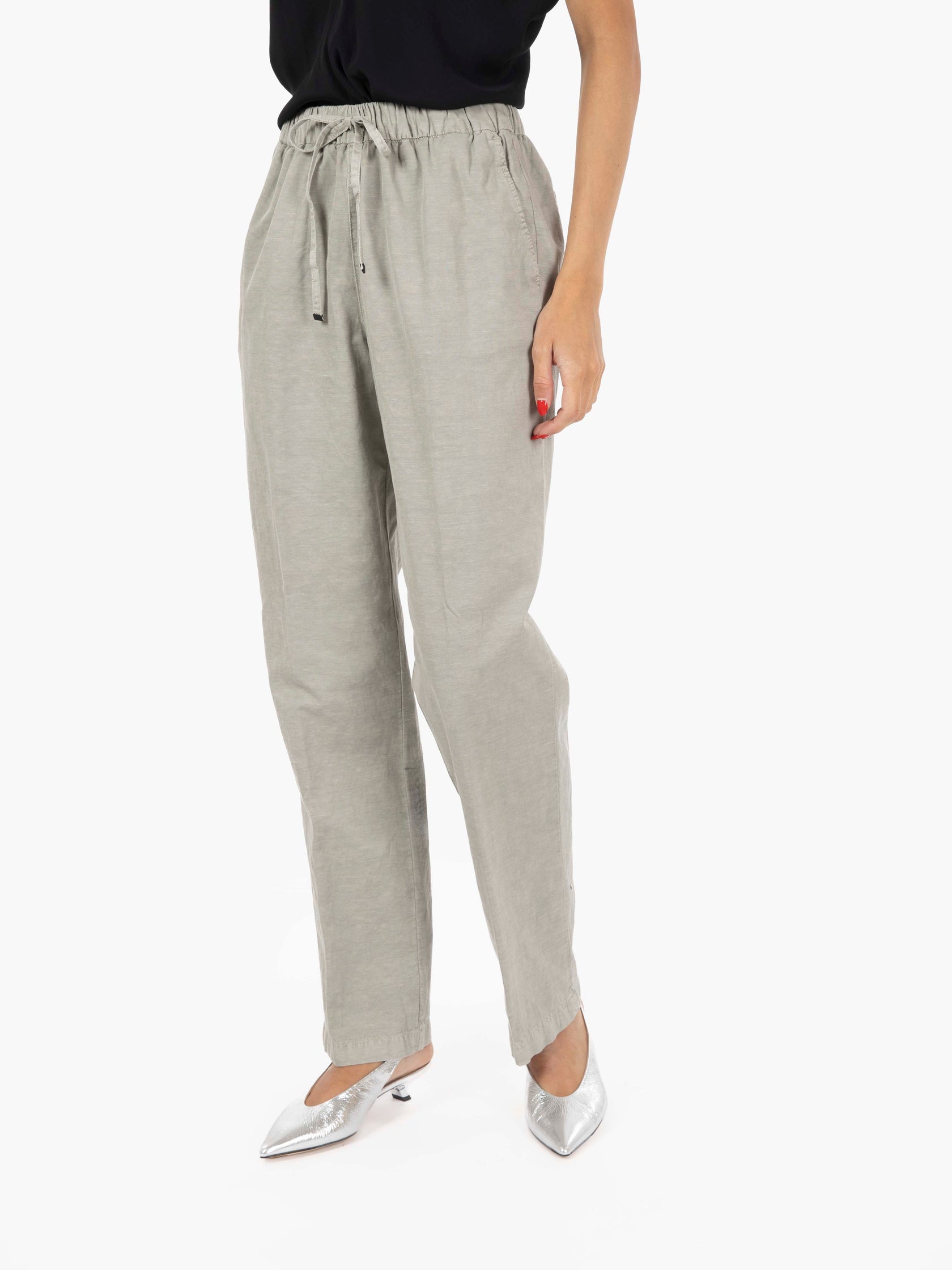 Pantaloni con coulisse verde salvia