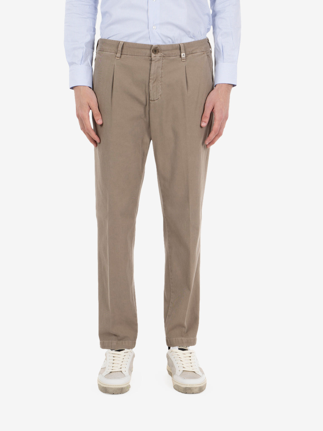 Pantaloni con pinces tortora