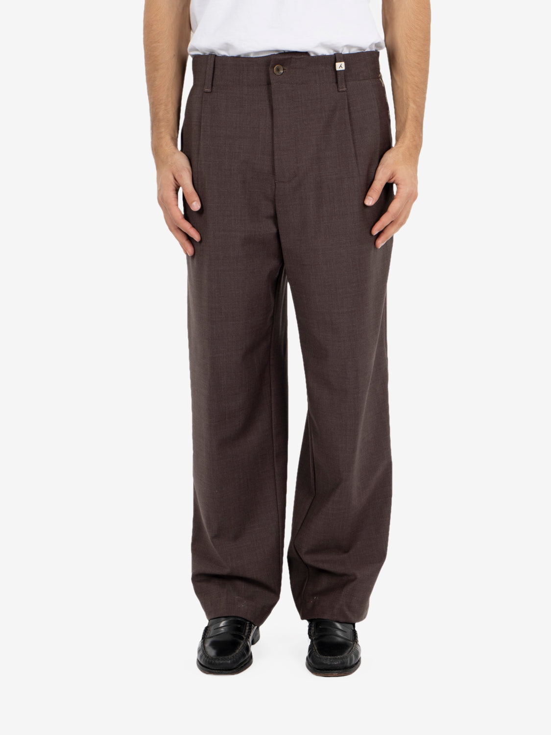 LONG TROUSERS DOUBLE PLEATS DARK BROWN 26WM24L106_81