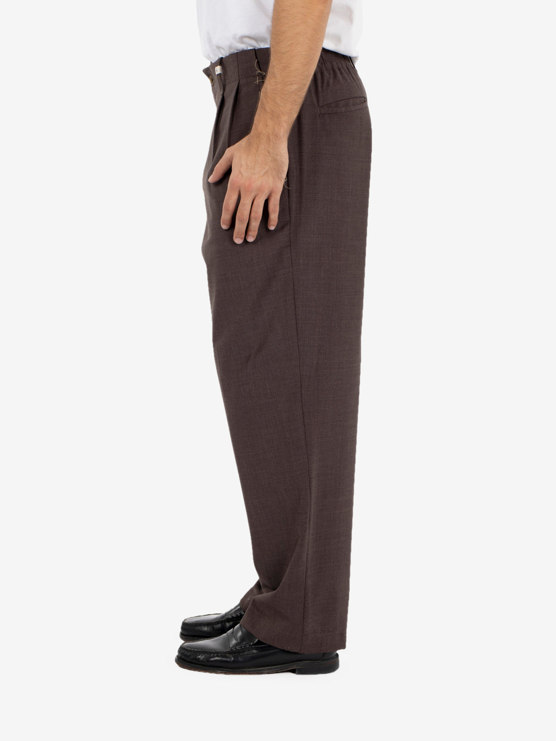 LONG TROUSERS DOUBLE PLEATS DARK BROWN 26WM24L106_81