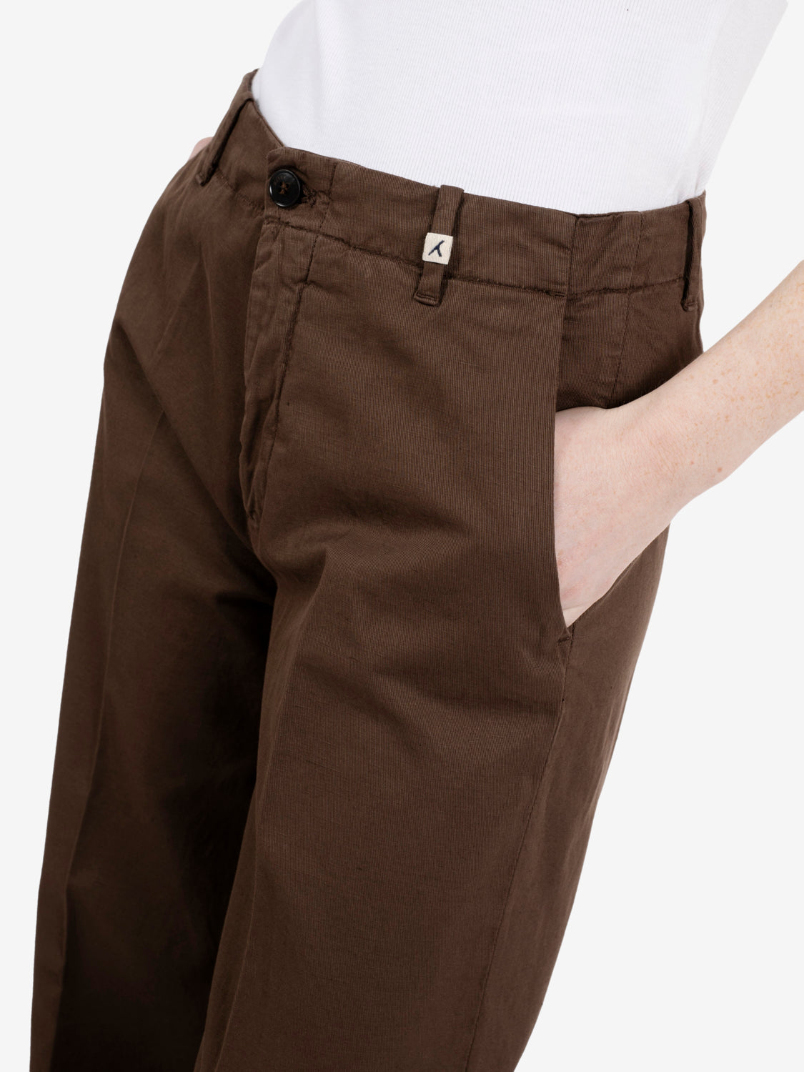 Dark brown crop trousers