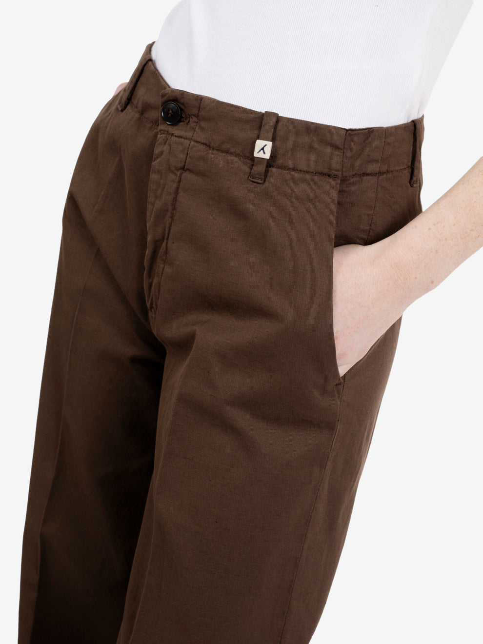 Dark brown crop trousers
