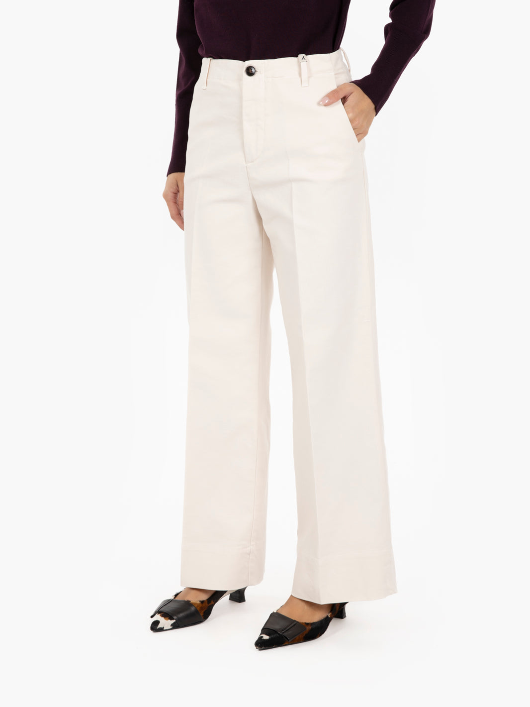 Pantaloni culotte off white