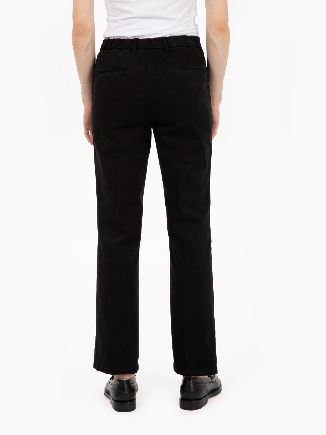 Pantaloni dritti con elastico neri