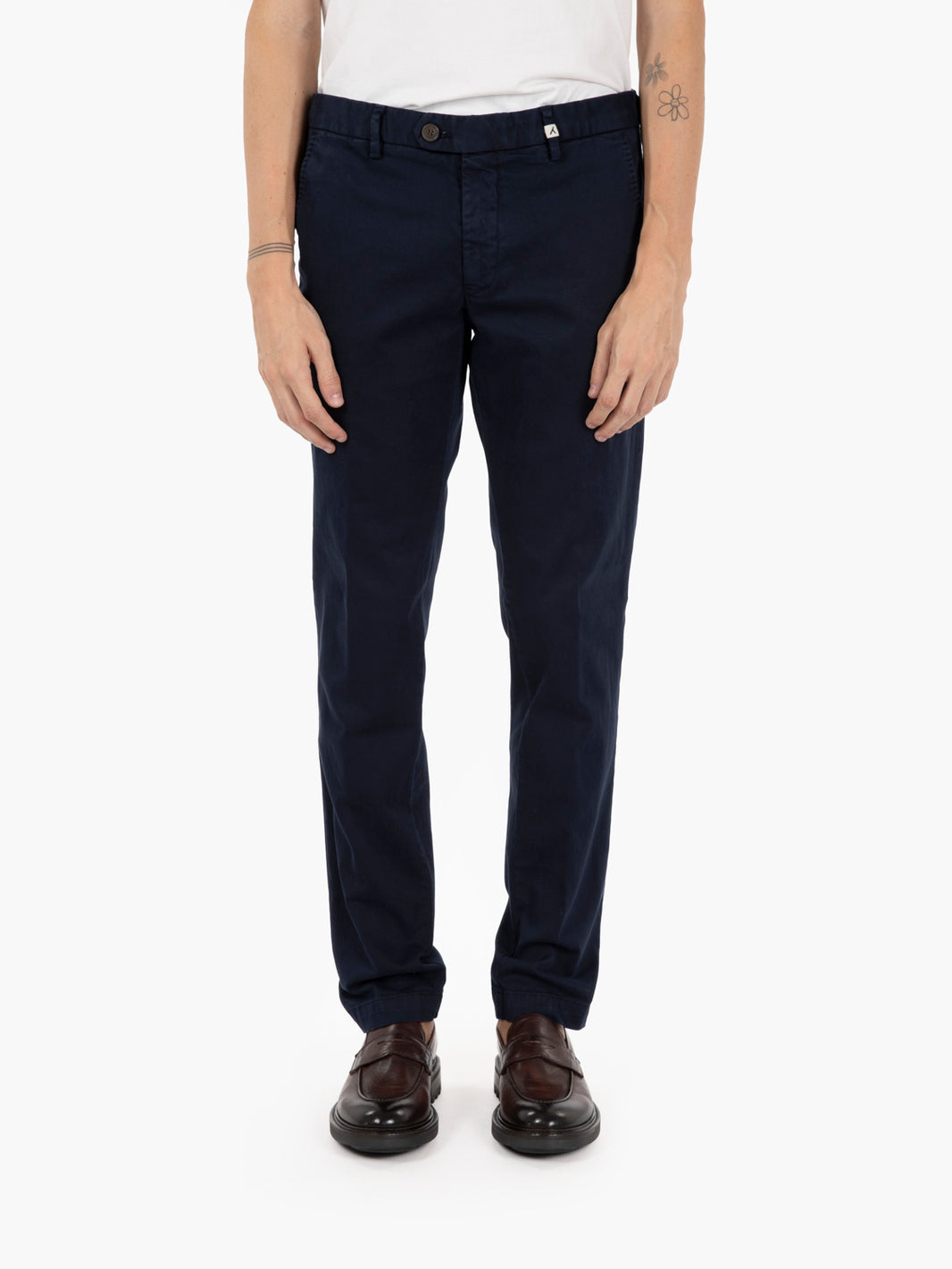 Pantaloni gabardina slim blu navy
