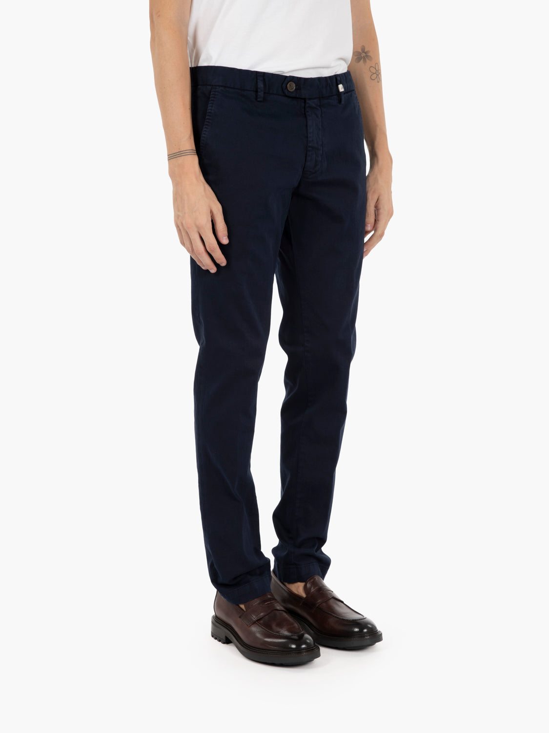 Pantaloni gabardina slim blu navy