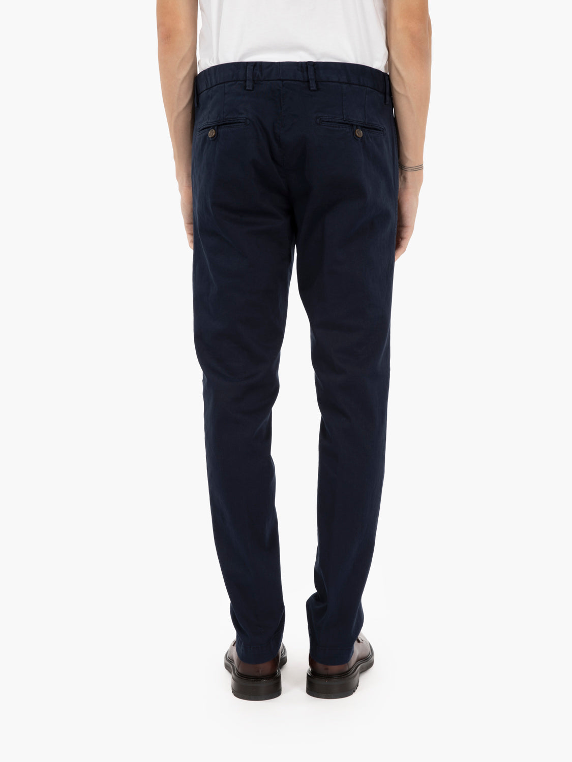 Pantaloni gabardina slim blu navy