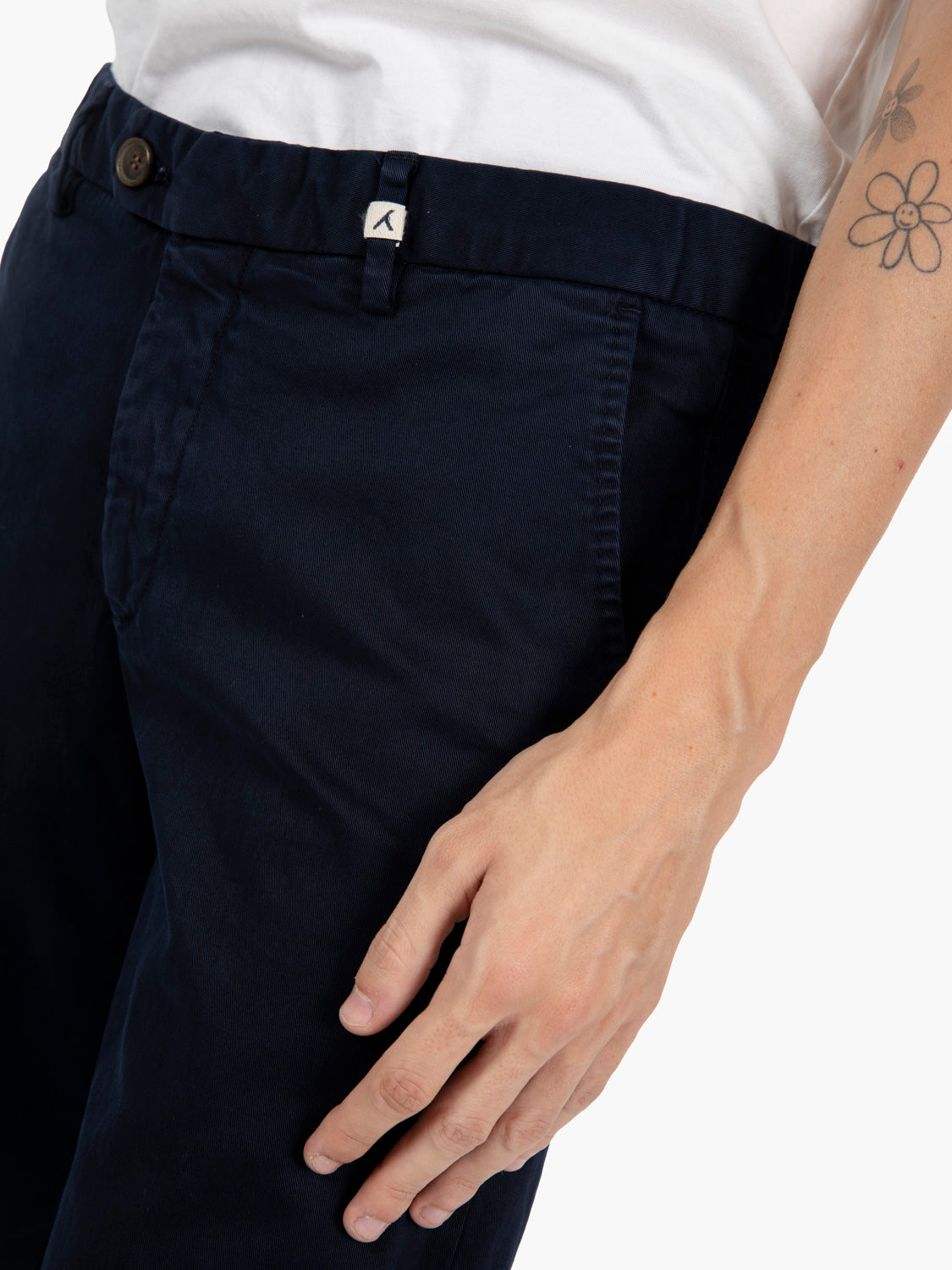 Pantaloni gabardina slim blu navy