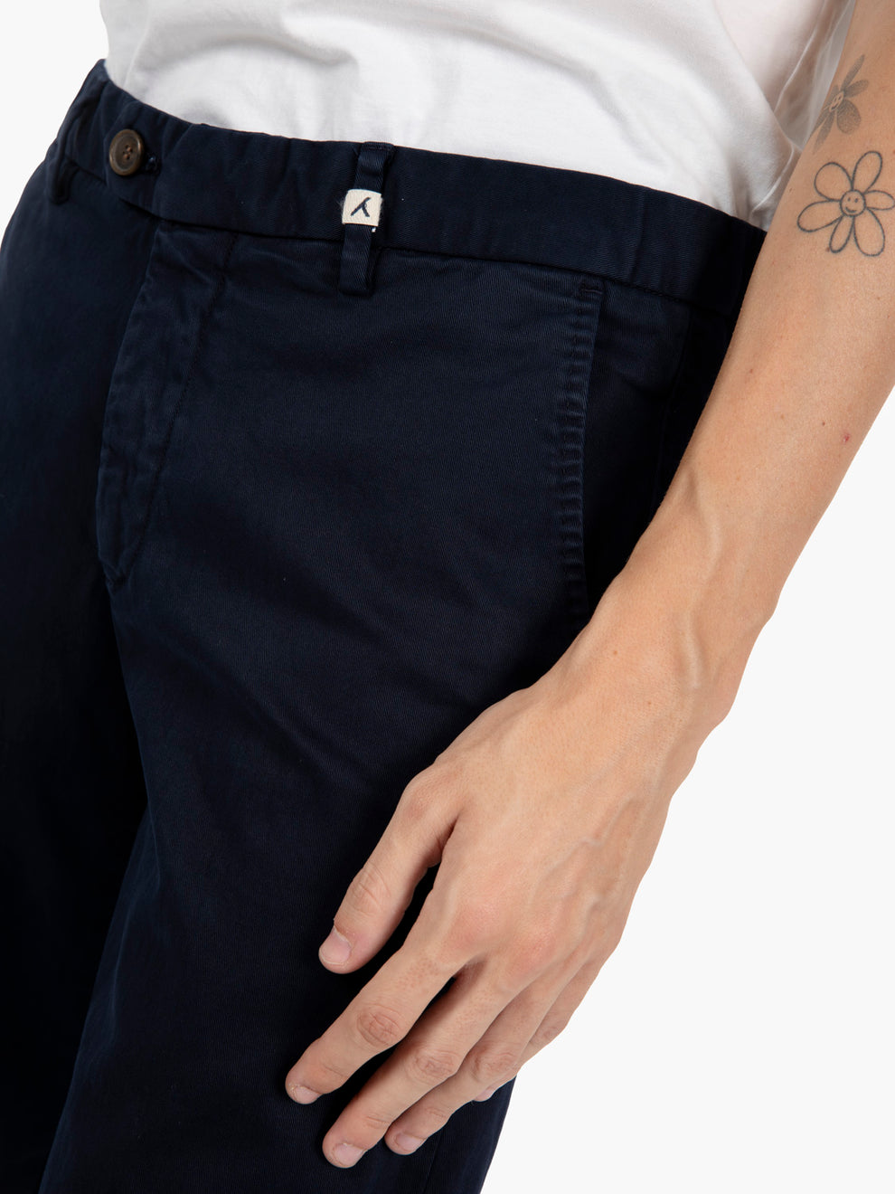 Pantaloni gabardina slim blu navy