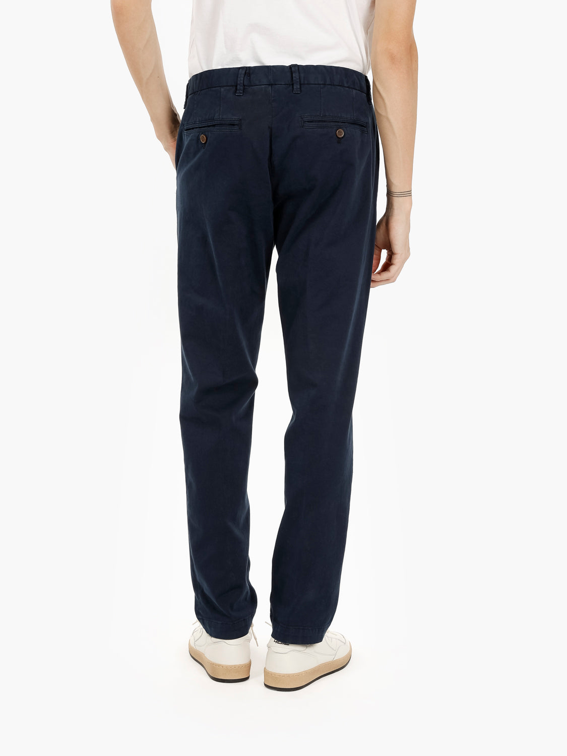 Navy blue stretch gabardine trousers