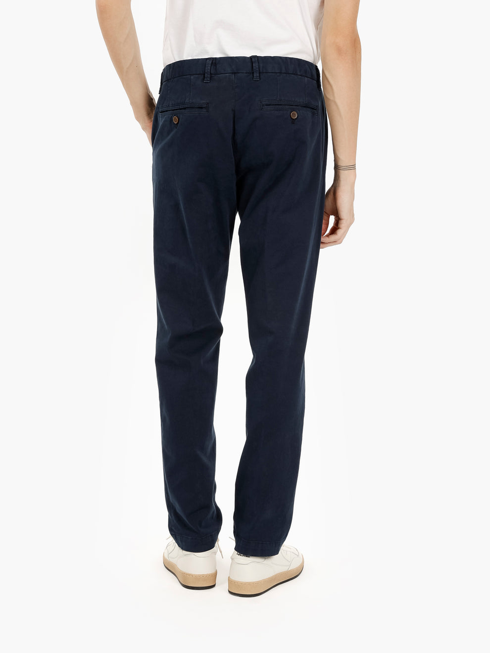 Navy blue stretch gabardine trousers
