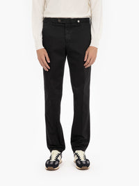Black stretch gabardine trousers