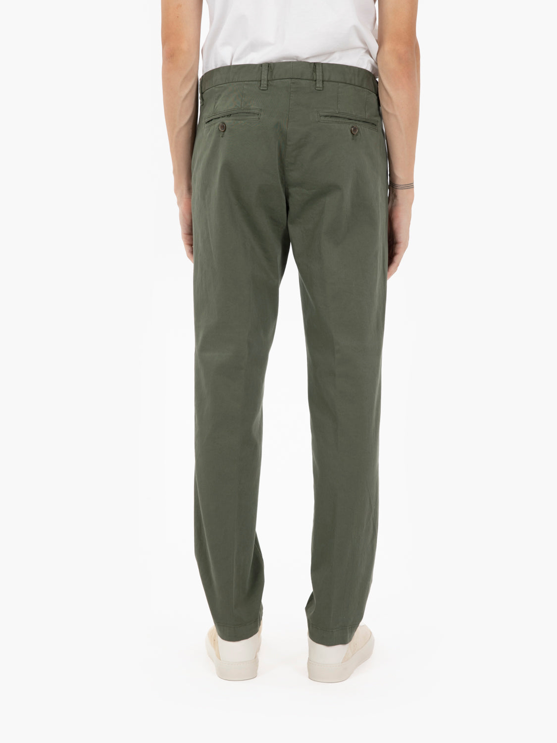 Pantaloni gabardina stretch verde militare