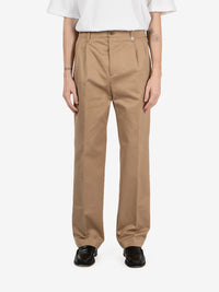 Pantaloni in cotone doppia pince kaky