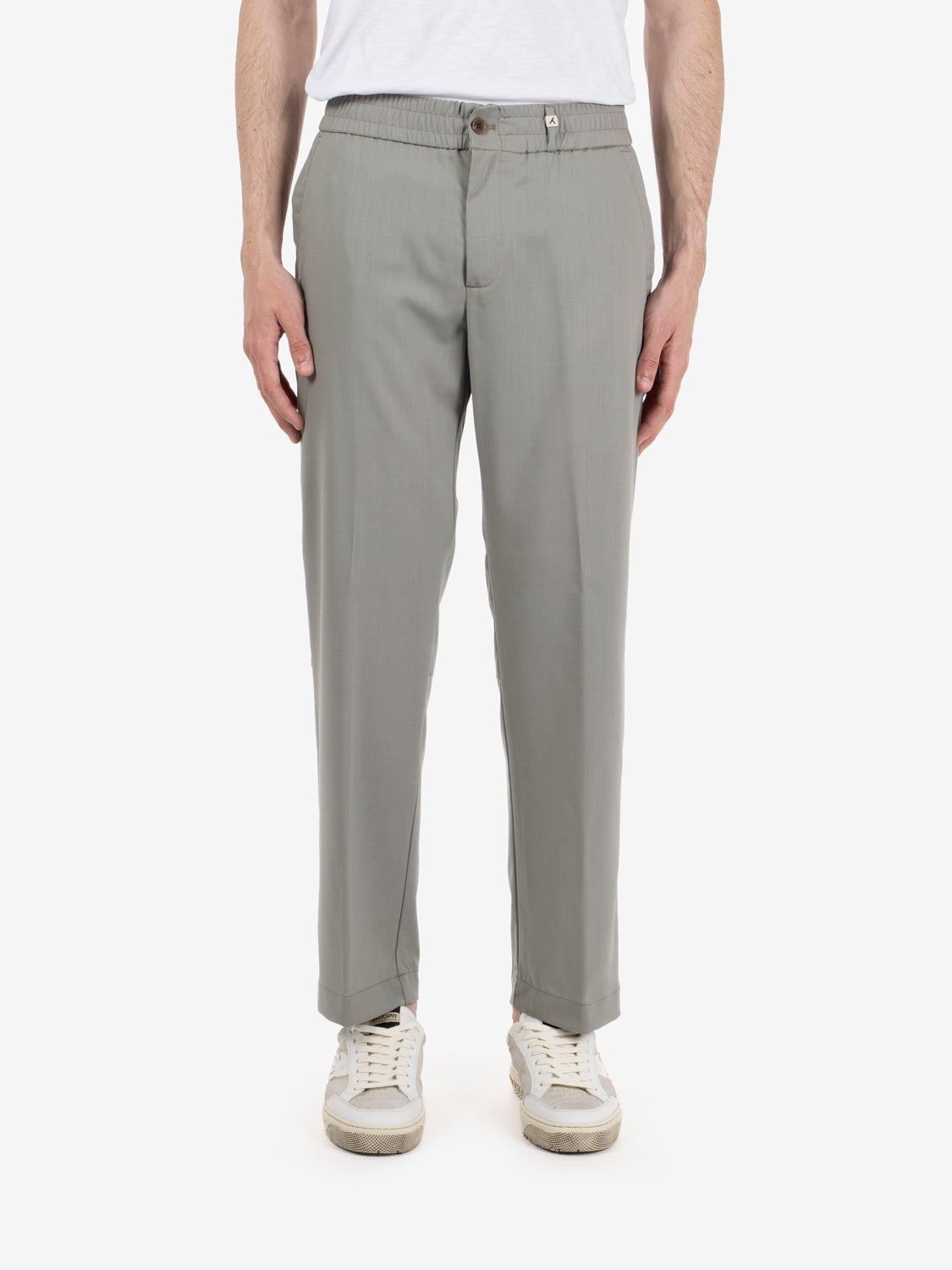 Pantaloni in fresco lana verde salvia