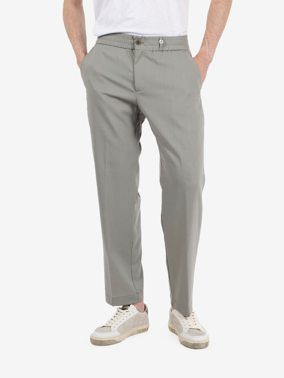 Pantaloni in fresco lana verde salvia