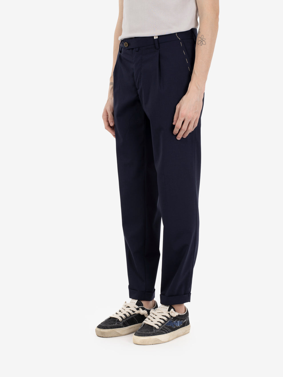 Pantaloni in lana cordura blu navy