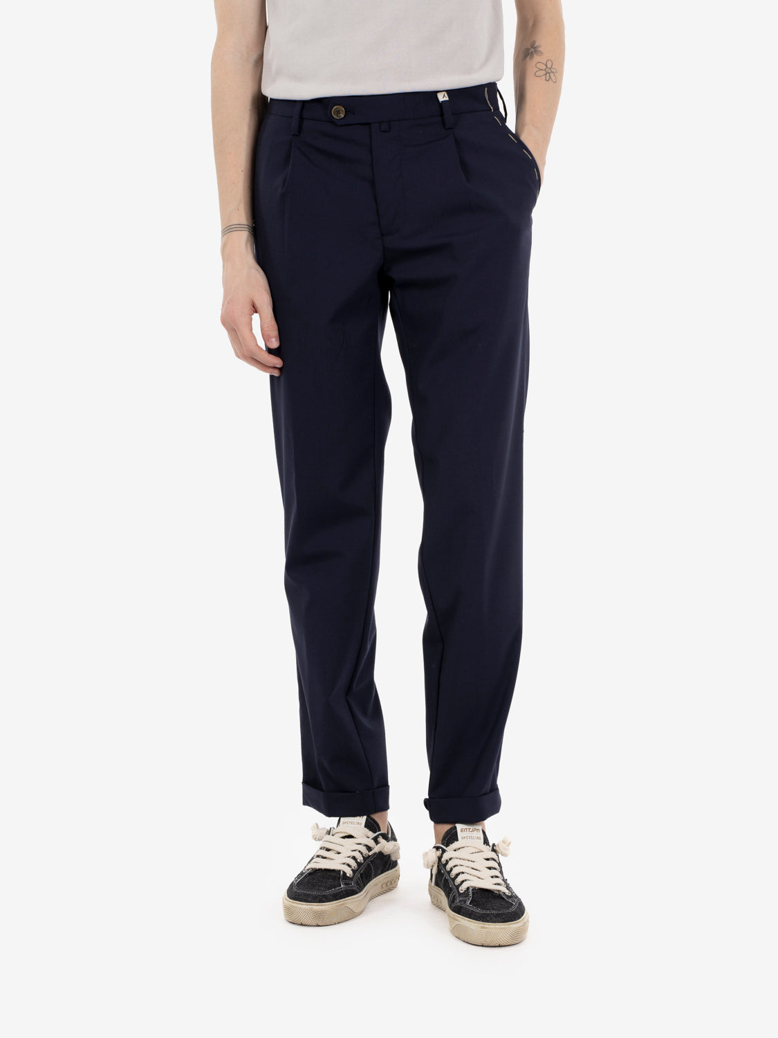 Pantaloni in lana cordura blu navy