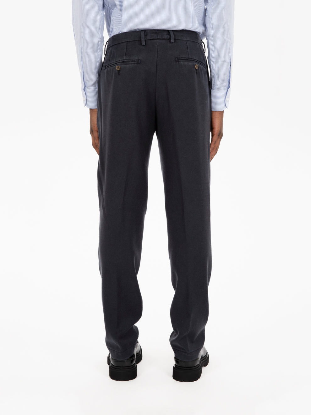 Pantaloni in lana enzimato blu