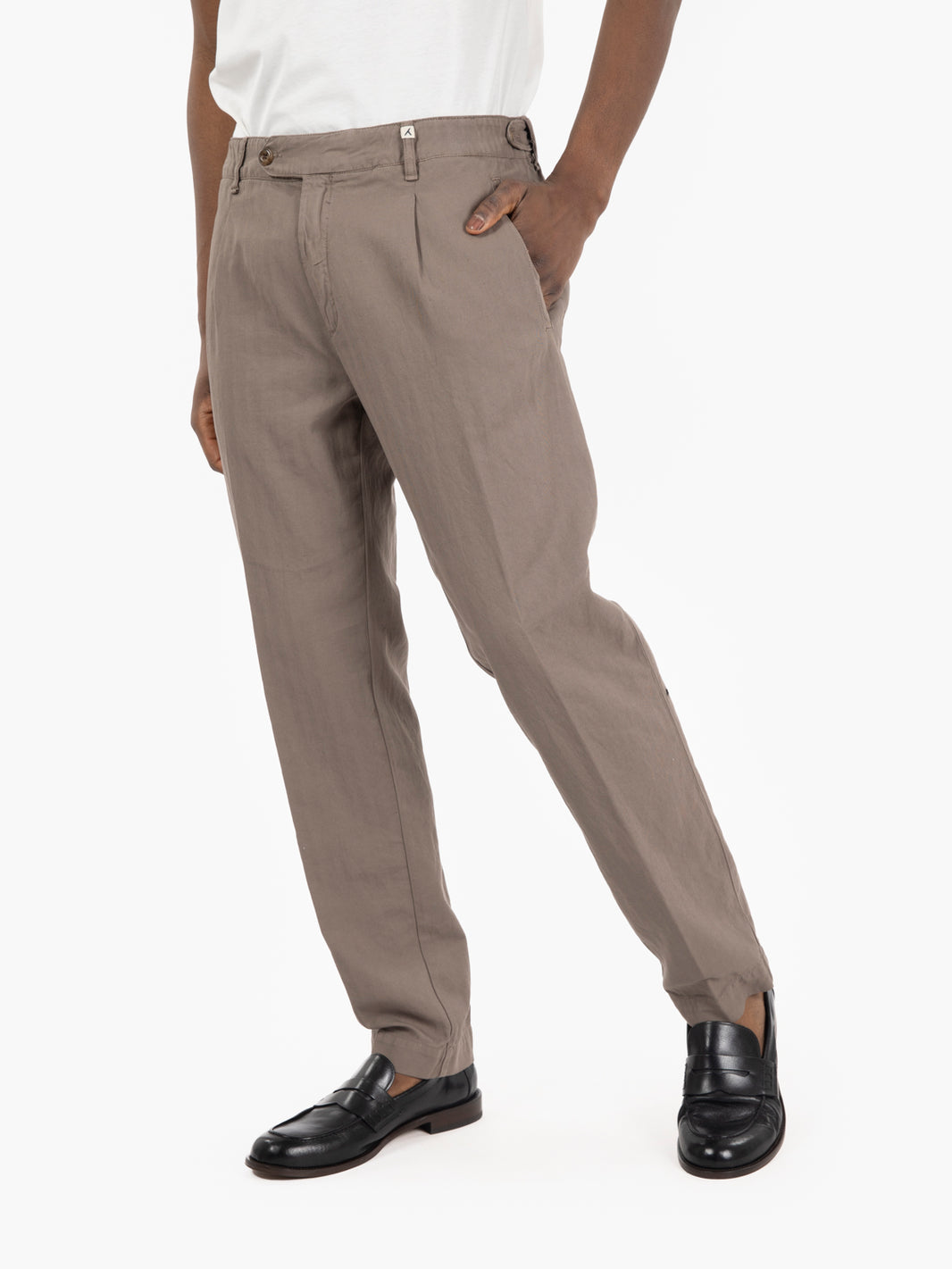 Pantaloni in lino e cotone cioccolato