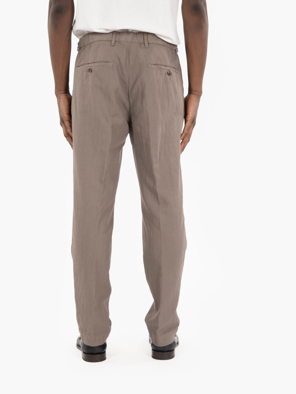 Pantaloni in lino e cotone cioccolato