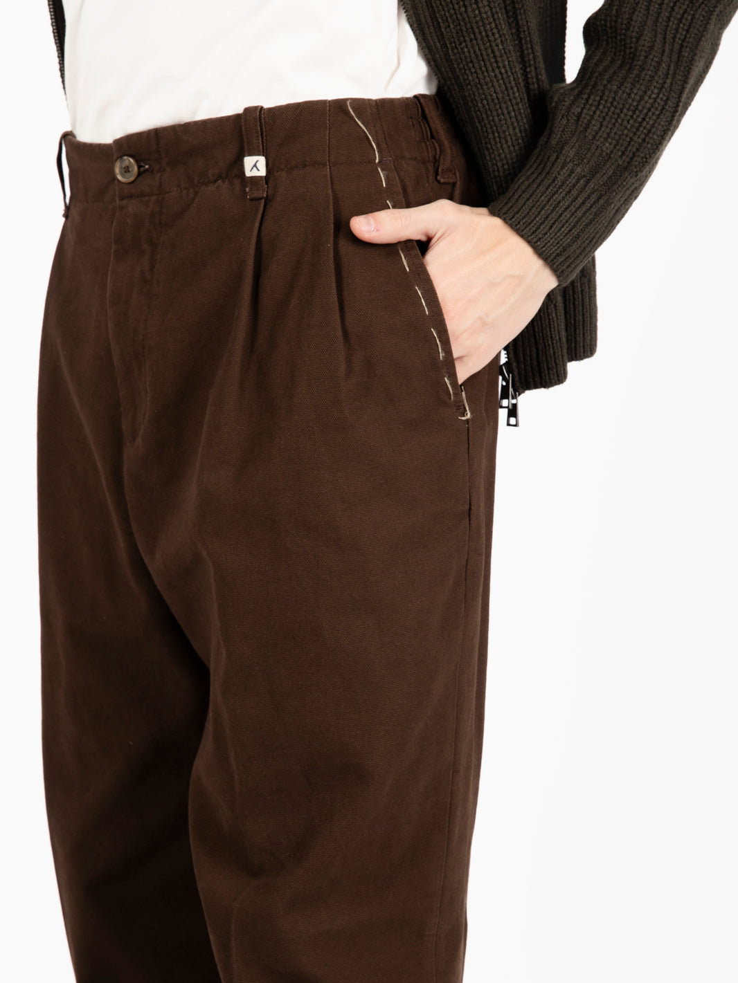 Pantaloni in tela di cotone testa di moro
