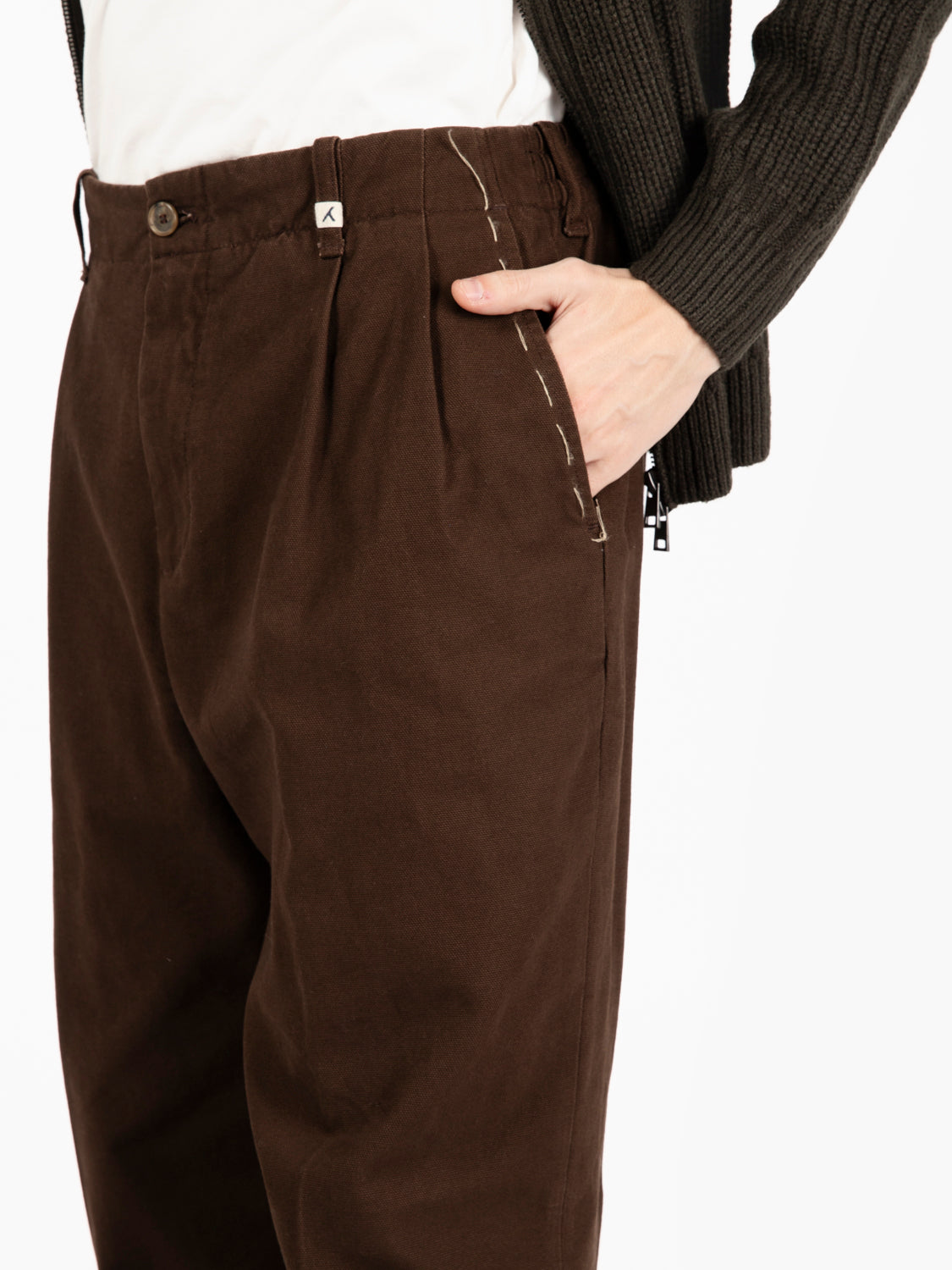 Pantaloni in tela di cotone testa di moro