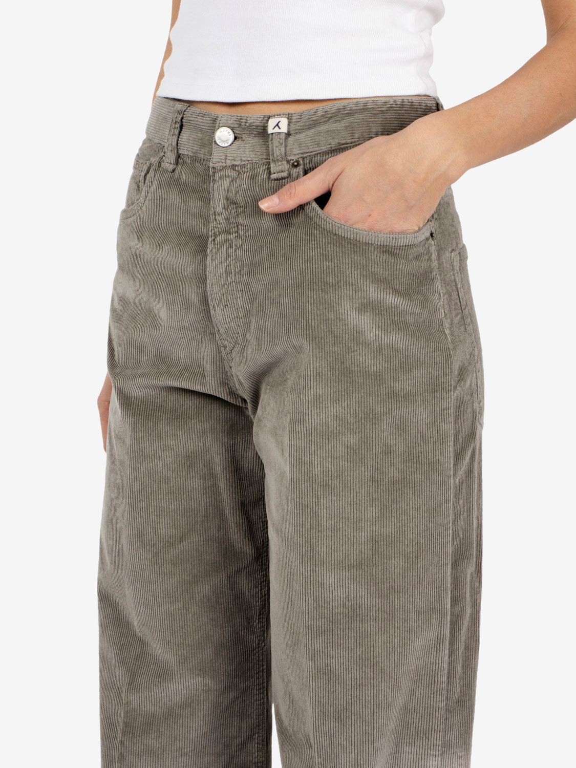 Pantaloni in velluto a coste tortora