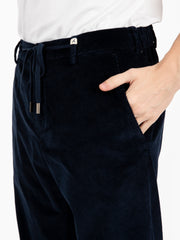 MYTHS - Pantaloni in velluto con coulisse blu